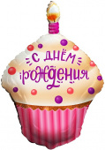 Шар фольга фигура СДР Капкейк на День Рождения Розовый 30'' 76см FL упак
