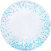 Шар фольга Сфера 3D Bubble Бабблс 20'' прозрачная Голубое конфетти кристалл 51см FL