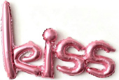 Шар фольга фигура Надпись "Kiss" Розовый 30'' 76см FL