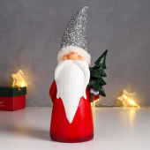 Дед Мороз полистоун в красной шубе колпак-мишура с Елкой 31х10 5х7см