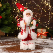 Дед Мороз В красной шубке колпачке и с подарками 15х30см