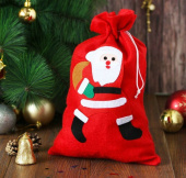 Мешок для подарков 19х29,5см Дед Мороз спешит на праздник