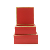 Коробка 3 в1 Идеал Красный квадрат 17х17х6 20х20х7,5 23х23х9см Китай /новинка