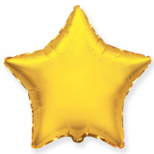 Шар фольга без рисунка 9'' звезда металлик Золото Fm