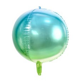 Шар фольга Сфера 3D Bubble Бабблс 16" Голубая Blue Green омбре 40см PD