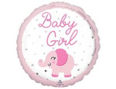 Шар фольга с рисунком 18''/An круг BABY GIRL Слоник розовый