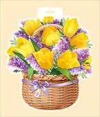 Плакат Корзинка с желтыми тюльпанами