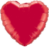 Шар фольга без рисунка 9'' сердце Красное Red металлик Fm