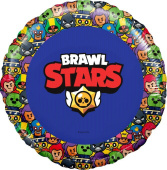 Шар фольга с рисунком 18''/AG круг Brawl Stars Звездные бойцы дизайн №3 Синий