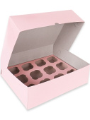 Коробка на 12 капкейков 32,5х25,5х10см розовая