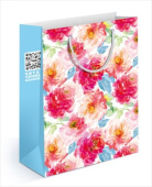 Пакет 14x20x6,5см MS матовый Цветы акварель