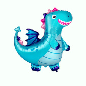 Шар фольга мини Динозаврик голубой Fm