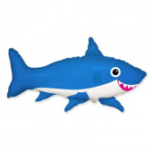 Шар фольга фигура Акула веселая синяя 39'' 75см H х 105см W Fm
