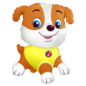 Шар фольга мини Собака Бульдог в желтом Fm