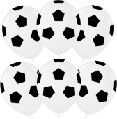 Шар латекс с рисунком 12''/ВВ пастель Футбольный мяч Белый 200 5ст (25шт)