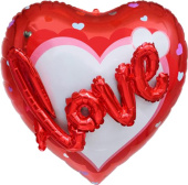 Шар фольга фигура Сердце 3D Love красный 36'' 91см FL  
