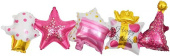 Шар фольга фигура Гирлянда С Днем Рождения Подарки и сладости розовый 42'' 107см FL (уп2) 