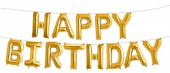 Шар фольга Буквы надпись Happy Birthday Золото в упаковке 16'' 41см FL 