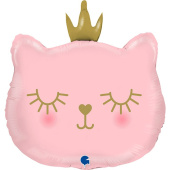Шар фольга фигура голова Кошка в короне 26" 66см GR