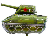 Шар фольга фигура Танк зеленый За Родину Т-34 80х75см 90л 31'' Fm