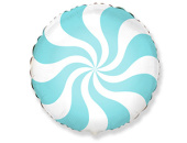 Шар фольга с рисунком 18''/Fm круг Леденец конфета Голубая пастель