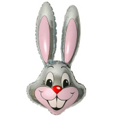 Шар фольга фигура голова Кролик серый 40" 78л Fm