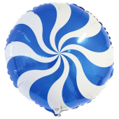 Шар фольга с рисунком 18''/Fm круг Леденец конфета голубая 1шт Испания