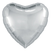Шар фольга без рисунка 9'' сердце металлик Серебро AG