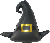 Шар фольга фигура Шляпа Волшебника черный 31'' 79см FL