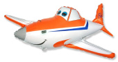 Шар фольга фигура Самолет оранжевый 53х110см/88л/21"х44"/Fm  