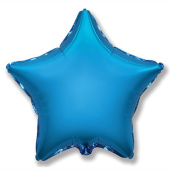 Шар фольга без рисунка 18'' звезда Голубая Blue металлик Fm