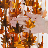 Занавес штора 100х200см Листья оранжевый металлик 1шт /ВолВес