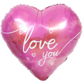 Шар фольга 18''/FL сердце Люблю тебя парящие сердца розовый