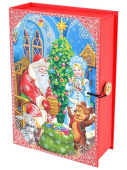 Коробка книга Дедушка Мороз и его внучка 15х25х7см
