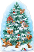 Плакат А1 Новогодняя лесная елка со зверюшками