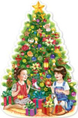 Плакат А1 Дети с подарками под новогодней елкой