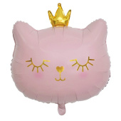 Шар фольга фигура голова Котенок Принцесса розовый 29" 73см