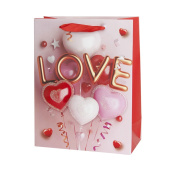 Пакет 3D Невесомая любовь Красный с блестками 23х18х8см 1шт