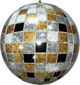 Шар фольга с рисунком Сфера 3D Bubble Бабблс Сверкающее диско Черный Золото 22''/FL