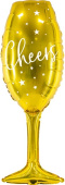 Шар фольга фигура Бокал Шампанское Сверкающие звезды Золото 40'' 102см