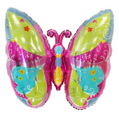Шар фольга фигура Бабочка яркая 27" 68см ВС