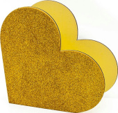 Ящик декор дерево Сердце Золото с блестками 10х20х19см 1шт
