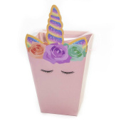 Коробка для цветов Трапеция Цветочный единорог Розовый 15х15х30см 1шт
