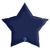 Шар фольга без рисунка 36'' звезда Темно синий Blue Navy сатин GR