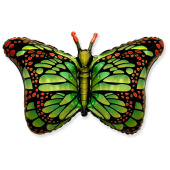 Шар фольга фигура Бабочка крылья зеленые 70см 28" 100см 40" Fm