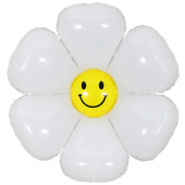 Шар фольга фигура Цветок Ромашка воздух Улыбка белая 100см 40" 200см 80" ВЗ