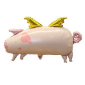 Шар фольга фигура Свинка с крыльями 70см 28" 100см 40" ВЗ
