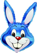 Шар фольга фигура голова Кролик синий 23"х35" 90х58см 78л Fm