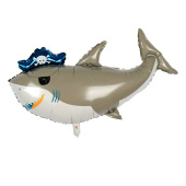 Шар фольга фигура Акула-пират 38" 95см ВС