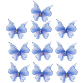 Украшение декор Бабочки шифоновые 3х2,5см Фиолетовый с блестками уп10